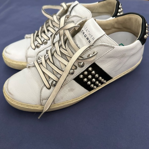 Leather Crown Iconic Italian Leather Sneakers EUC Size 6-7...
